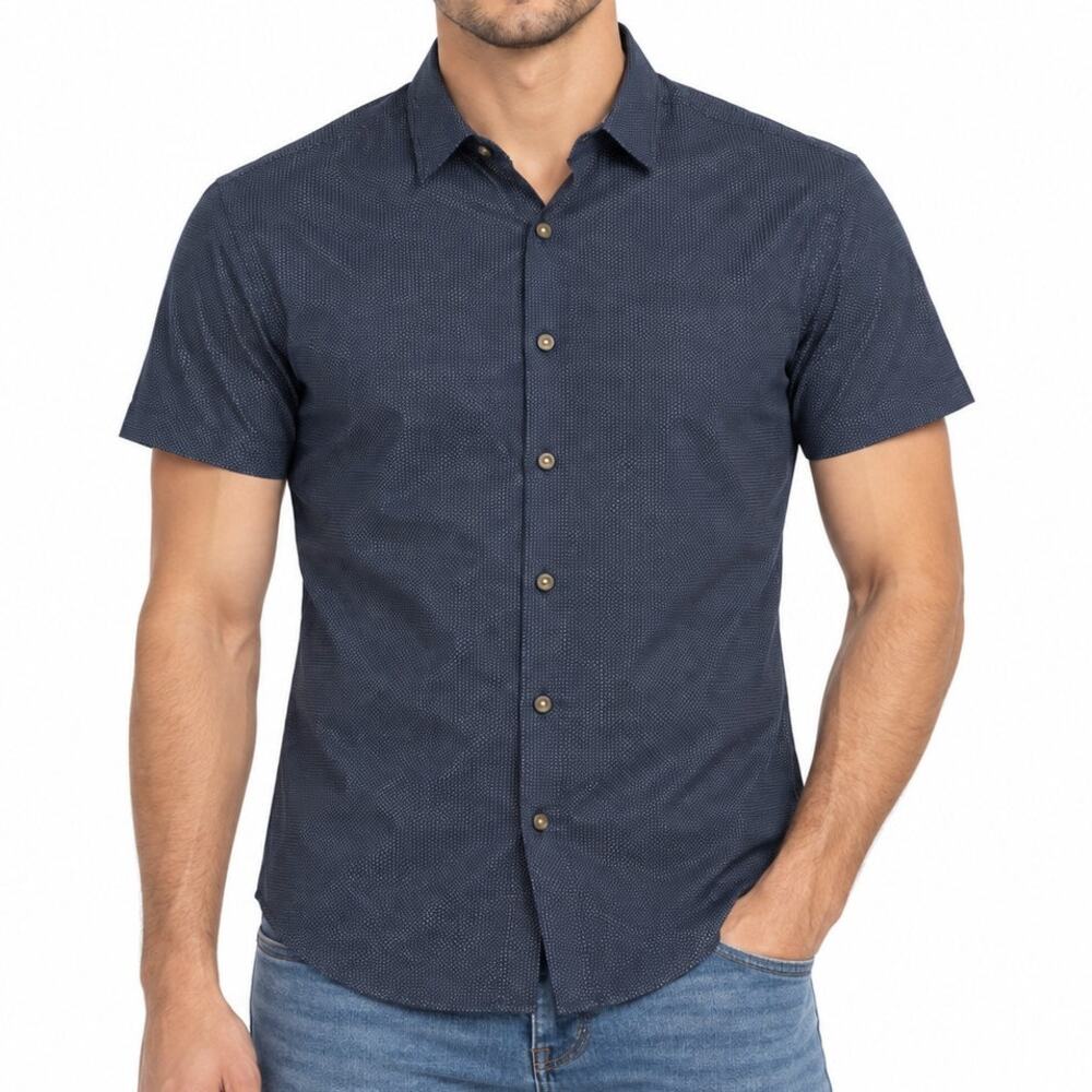 Cactusman Ricky Singh Slim Fit Navy Button Up S